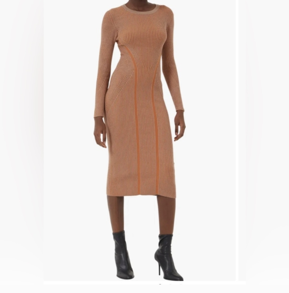 NWT French Connection Large rust (camel) bodycon midi dress